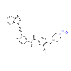 泊那替尼雜質(zhì)17,3-(imidazo[1,2-b]pyridazin-3-ylethynyl)-4-methyl-N-(4-((4-nitrosopiperazin-1-yl)methyl)-3-(trifluoromethyl)phenyl)benzamide