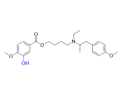 美貝維林雜質(zhì)05,4-(ethyl(1-(4-methoxyphenyl)propan-2-yl)amino)butyl 3-hydroxy-4-methoxybenzoate