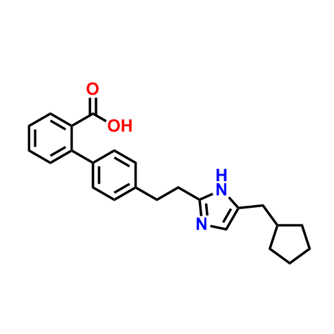 2-[4-[2-[5-(cyclopentylmethyl)-1H-imidazol-2-yl]ethyl]phenyl]benzoic acid,2-[4-[2-[5-(cyclopentylmethyl)-1H-imidazol-2-yl]ethyl]phenyl]benzoic acid