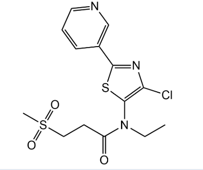 噻虫氯,N-[4-氯-2-(吡啶-3-基)-1,3-噻唑-5-基]-N-乙基-3-(甲磺酰基)丙酰胺,tiapyrachlor(P),N-[4-Chloro-2-(pyridin-3-yl)-1,3-thiazol-5-yl]-N-ethyl-3-(methanesulfonyl)propanamide