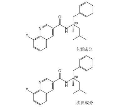 喹啉菌胺，N-(2R)-[1,3-二甲基-1-(苯基甲基)丁基]-8-氟-3-喹啉甲酰胺 - N-(2S)-[1,3-二甲基-1-(苯基甲基)丁基]-8-氟-3-喹啉甲酰胺,N-(2R)-[1,3-Dimethyl-1-(phenylmethyl)butyl]-8-fluoro-3-quinolinecarboxamide - N-(2S)-[1,3-Dimethyl-1-(phenylmethyl)butyl]-8-fluoro-3-quinolinecarboxamide