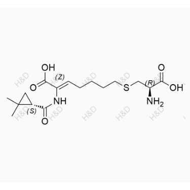 西司他丁,(Z)-7-(((R)-2-amino-2-carboxyethyl)thio)-2-((S)-2,2-dimethylcyclopropanecarboxamido)hept-2-enoic acid