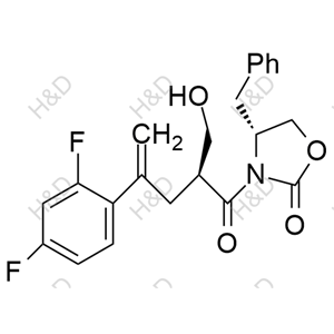 (R)-4-benzyl-3-((S)-4-(2,4-difluorophenyl)-2-(hydroxymethyl)pent-4-enoyl)oxazolidin-2-one	泊沙康唑杂质23	