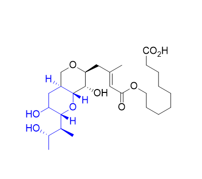 莫匹羅星雜質(zhì)05,9-[[(2E)-4-[(2R,3RS,4aS,7S,8S,8aR)-3,8-dihydroxy- 2-[(1S,2S)-2-hydroxy-1-methylpropyl]hexahydro- 2H,5H-pyrano[4,3-b]pyran-7-yl]-3-methylbut-2- enoyl]oxy]nonanoic acid