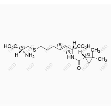 (R)-西司他丁EP雜質(zhì)G,(R,E)-7-(((R)-2-amino-2-carboxyethyl)thio)-2-((S)-2,2-dimethylcyclopropanecarboxamido)hept-3-enoic acid