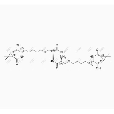 西司他丁二聚體,(3Z,11R,14R,21Z)-14-amino-1,24-bis((S)-2,2-dimethylcyclopropyl)-1,13,24-trioxo-9,16-dithia-2,12,23-triazatetracosa-3,21-diene-3,11,22-tricarboxylic acid