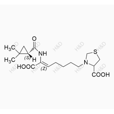 西司他丁雜質(zhì)11,3-((Z)-6-carboxy-6-((S)-2,2-dimethylcyclopropanecarboxamido)hex-5-en-1-yl)thiazolidine-4-carboxylic acid