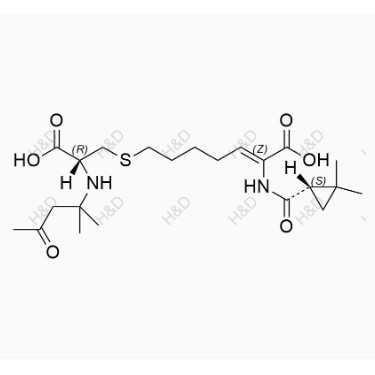 西司他丁EP杂质C,(Z)-7-(((R)-2-carboxy-2-((2-methyl-4-oxopentan-2-yl)amino)ethyl)thio)-2-((S)-2,2-dimethylcyclopropanecarboxamido)hept-2-enoic acid