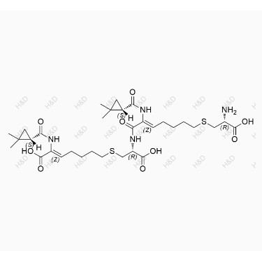 西司他丁二聚體2,(3Z,11R,14Z,22R)-22-amino-14-((S)-2,2-dimethylcyclopropanecarboxamido)-1-((S)-2,2-dimethylcyclopropyl)-1,13-dioxo-9,20-dithia-2,12-diazadocosa-3,14-diene-3,11,22-tricarboxylic acid