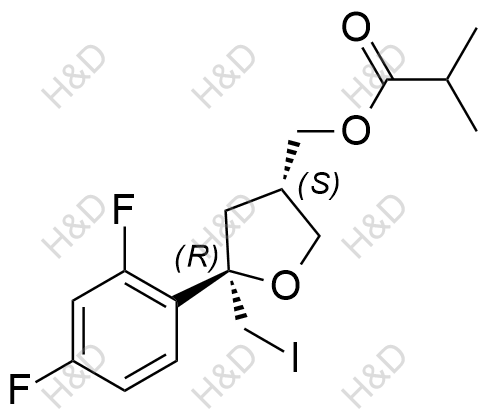 泊沙康唑雜質(zhì)60,((3S,5R)-5-(2,4-difluorophenyl)-5-(iodomethyl)tetrahydrofuran-3-yl)methyl isobutyrate