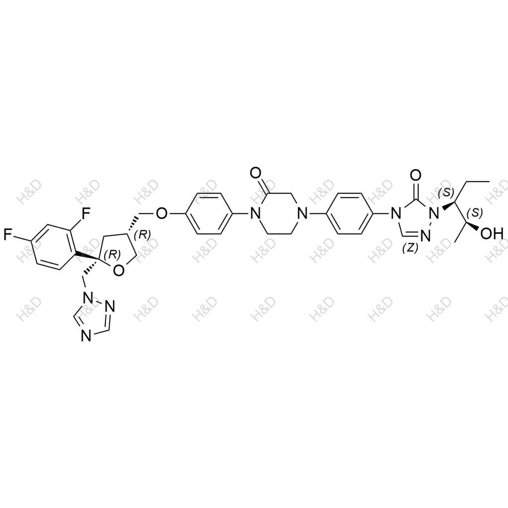 泊沙康唑雜質75,1-(4-(((3R,5R)-5-((1H-1,2,4-triazol-1-yl)methyl)-5-(2,4-difluorophenyl)tetrahydrofuran-3-yl)methoxy)phenyl)-4-(4-(1-((2S,3S)-2-hydroxypentan-3-yl)-5-oxo-1H-1,2,4-triazol-4(5H)-yl)phenyl)piperazin-2-one