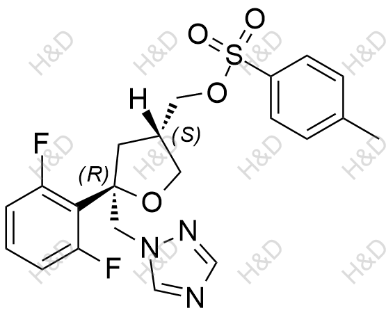 泊沙康唑杂质76,((3S,5R)-5-((1H-1,2,4-triazol-1-yl)methyl)-5-(2,6-difluorophenyl)tetrahydrofuran-3-yl)methyl 4-methylbenzenesulfonate