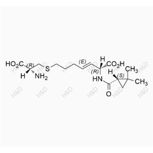 (R)-西司他丁EP雜質(zhì)G,(R,E)-7-(((R)-2-amino-2-carboxyethyl)thio)-2-((S)-2,2-dimethylcyclopropanecarboxamido)hept-3-enoic acid