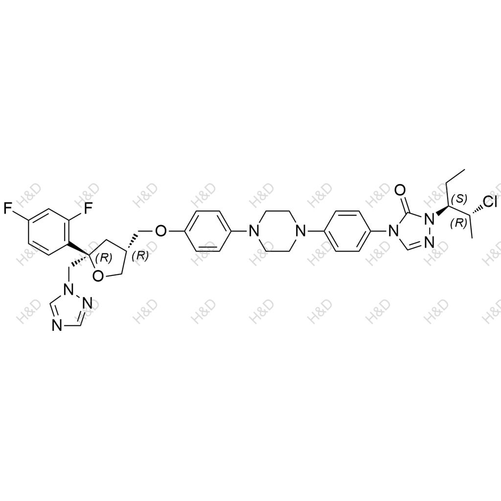 泊沙康唑杂质93,4-(4-(4-(4-(((3R,5R)-5-((1H-1,2,4-triazol-1-yl)methyl)-5-(2,4-difluorophenyl)tetrahydrofuran-3-yl)methoxy)phenyl)piperazin-1-yl)phenyl)-1-((2R,3S)-2-chloropentan-3-yl)-1H-1,2,4-triazol-5(4H)-one