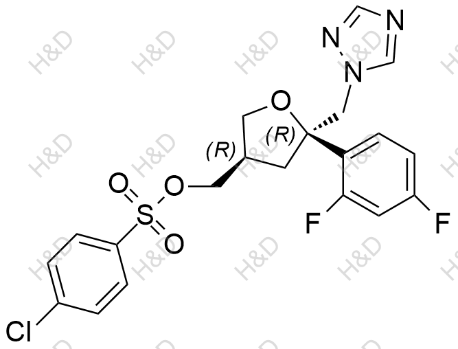 泊沙康唑杂质125,((3R,5R)-5-((1H-1,2,4-triazol-1-yl)methyl)-5-(2,4-difluorophenyl)tetrahydrofuran-3-yl)methyl 4-chlorobenzenesulfonate
