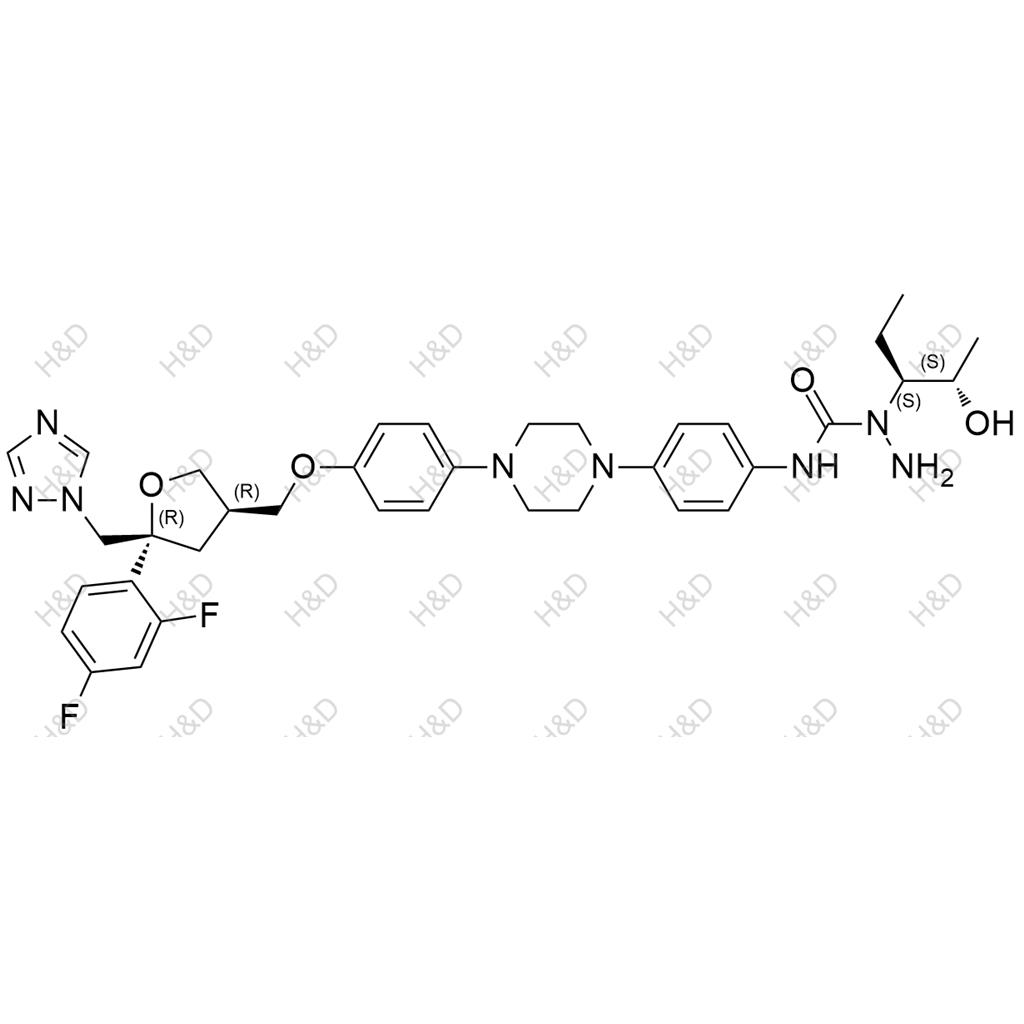 泊沙康唑雜質(zhì)127,N-(4-(4-(4-(((3R,5R)-5-((1H-1,2,4-triazol-1-yl)methyl)-5-(2,4-difluorophenyl)tetrahydrofuran-3-yl)methoxy)phenyl)piperazin-1-yl)phenyl)-1-((2S,3S)-2-hydroxypentan-3-yl)hydrazinecarboxamide