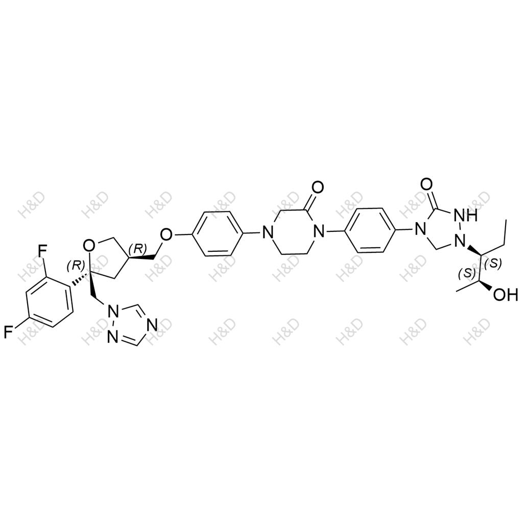 泊沙康唑雜質(zhì)140,4-(4-(((3R,5R)-5-((1H-1,2,4-triazol-1-yl)methyl)-5-(2,4-difluorophenyl)tetrahydrofuran-3-yl)methoxy)phenyl)-1-(4-(1-((2S,3S)-2-hydroxypentan-3-yl)-3-oxo-1,2,4-triazolidin-4-yl)phenyl)piperazin-2-one