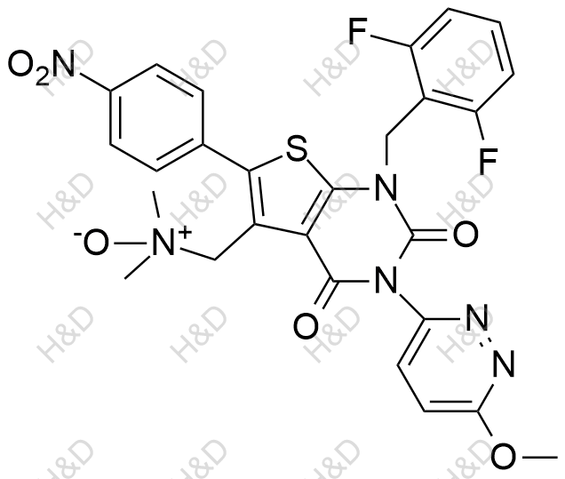 瑞盧戈利雜質(zhì)105,1-(1-(2,6-difluorobenzyl)-3-(6-methoxypyridazin-3-yl)-6-(4-nitrophenyl)-2,4-dioxo-1,2,3,4-tetrahydrothieno[2,3-d]pyrimidin-5-yl)-N,N-dimethylmethanamine oxide