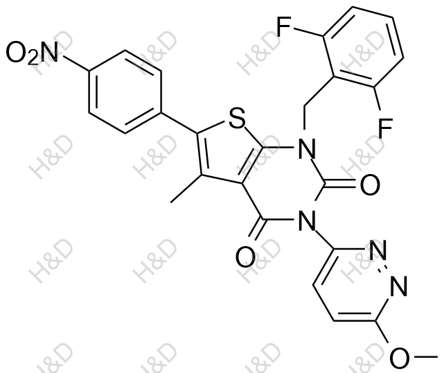 瑞盧戈利雜質(zhì)106,1-(2,6-difluorobenzyl)-3-(6-methoxypyridazin-3-yl)-5-methyl-6-(4-nitrophenyl)thieno[2,3-d]pyrimidine-2,4(1H,3H)-dione