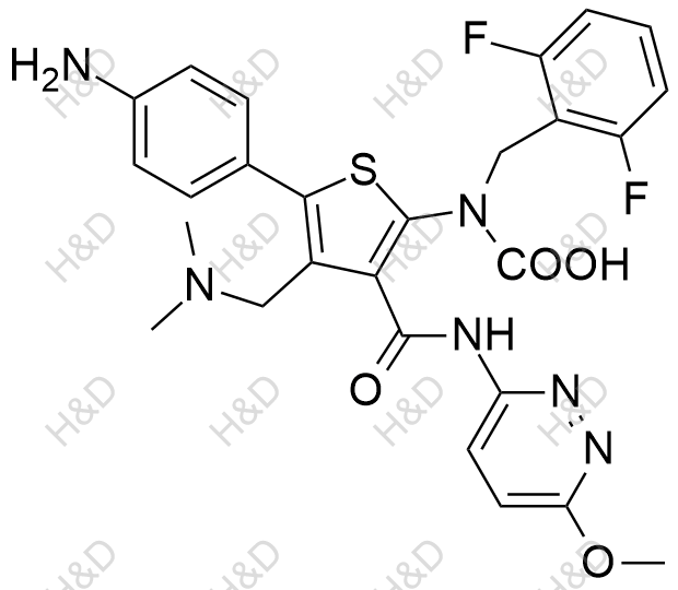 瑞盧戈利雜質(zhì)108,(5-(4-aminophenyl)-4-((dimethylamino)methyl)-3-((6-methoxypyridazin-3-yl)carbamoyl)thiophen-2-yl)(2,6-difluorobenzyl)carbamic acid