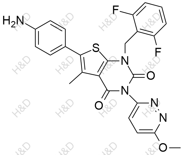 瑞盧戈利雜質(zhì)111,6-(4-aminophenyl)-1-(2,6-difluorobenzyl)-3-(6-methoxypyridazin-3-yl)-5-methylthieno[2,3-d]pyrimidine-2,4(1H,3H)-dione