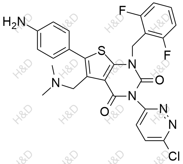 瑞盧戈利雜質(zhì)112,6-(4-aminophenyl)-3-(6-chloropyridazin-3-yl)-1-(2,6-difluorobenzyl)-5-((dimethylamino)methyl)thieno[2,3-d]pyrimidine-2,4(1H,3H)-dione