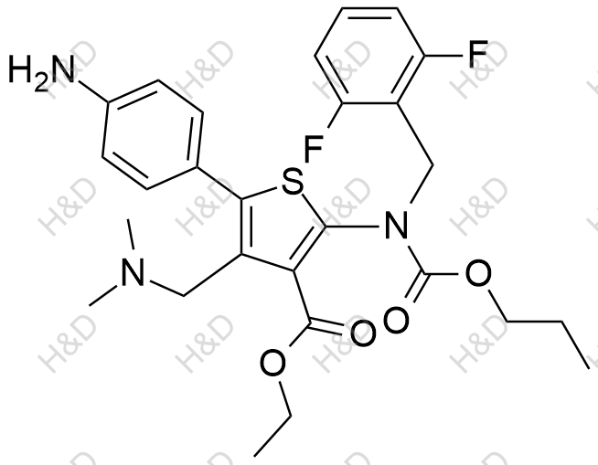 瑞盧戈利雜質(zhì)116,ethyl 5-(4-aminophenyl)-2-((2,6-difluorobenzyl)(propoxycarbonyl)amino)-4-((dimethylamino)methyl)thiophene-3-carboxylate