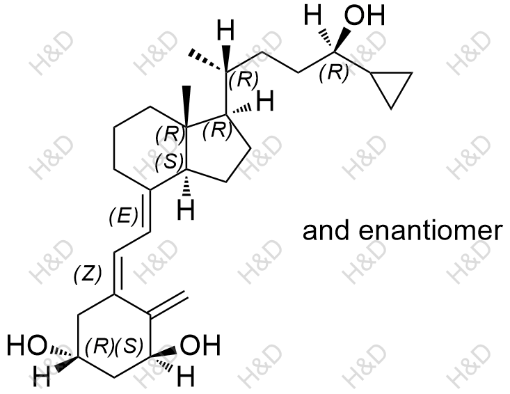 卡泊三醇EP雜質(zhì)E,(1R,3S,Z)-5-((E)-2-((1R,3aS,7aR)-1-((2R,5R)-5-cyclopropyl-5-hydroxypentan-2-yl)-7a-methylhexahydro-1H-inden-4(2H)-ylidene)ethylidene)-4-methylenecyclohexane-1,3-diol compound with (1S,3R,Z)-5-((E)-2-((1S,3aR,7aS)-1-((2S,5S)-5-cyclopropyl-5-hydroxypentan-2-yl)-7a-methylhexahydro-1H-inden-4(2H)-ylidene)ethylidene)-4-methylenecyclohexane-1,3-diol (1:1)