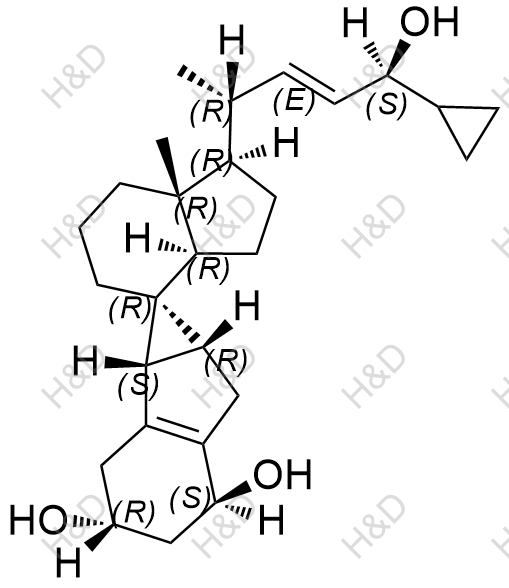 卡泊三醇EP雜質I,(1R,1aS,1'R,3R,3a'R,5S,6aR,7a'R)-1'-((2R,5S,E)-5-cyclopropyl-5-hydroxypent-3-en-2-yl)-7a'-methyl-1',2,2',3,3',3a',4,5,5',6,6a,6',7',7a'-tetradecahydro-1aH-spiro[cyclopropa[a]indene-1,4'-indene]-3,5-diol