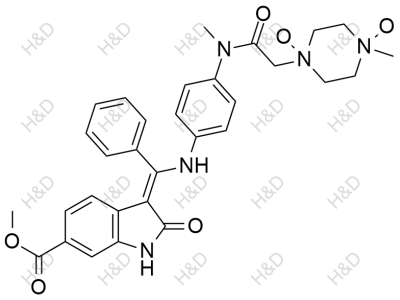 尼達(dá)尼布雜質(zhì)48,(Z)-1-(2-((4-(((6-(methoxycarbonyl)-2-oxoindolin-3-ylidene)(phenyl)methyl)amino)phenyl)(methyl)amino)-2-oxoethyl)-4-methylpiperazine 1,4-dioxide