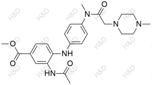 尼達尼布雜質59,methyl 3-acetamido-4-((4-(N-methyl-2-(4-methylpiperazin-1-yl)acetamido)phenyl)amino)benzoate