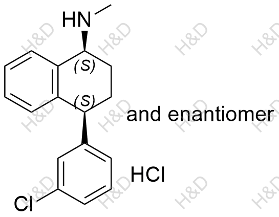 舍曲林雜質(zhì)36(鹽酸鹽）,(1R,4R)-4-(3-chlorophenyl)-N-methyl-1,2,3,4-tetrahydronaphthalen-1-amine compound with (1S,4S)-4-(3-chlorophenyl)-N-methyl-1,2,3,4-tetrahydronaphthalen-1-amine (1:1) hydrochloride