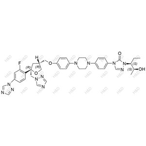 泊沙康唑雜質(zhì)95,4-(4-(4-(4-(((3R,5R)-5-((1H-1,2,4-triazol-1-yl)methyl)-5-(2-fluoro-4-(1H-1,2,4-triazol-1-yl)phenyl)tetrahydrofuran-3-yl)methoxy)phenyl)piperazin-1-yl)phenyl)-1-((2S,3S)-2-hydroxypentan-3-yl)-1H-1,2,4-triazol-5(4H)-one