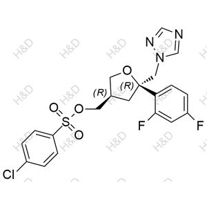 泊沙康唑杂质125,((3R,5R)-5-((1H-1,2,4-triazol-1-yl)methyl)-5-(2,4-difluorophenyl)tetrahydrofuran-3-yl)methyl 4-chlorobenzenesulfonate