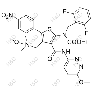 瑞盧戈利雜質(zhì)101,1-(5-((2,6-difluorobenzyl)(ethoxycarbonyl)amino)-4-((6-methoxypyridazin-3-yl)carbamoyl)-2-(4-nitrophenyl)thiophen-3-yl)-N,N-dimethylmethanamine oxide