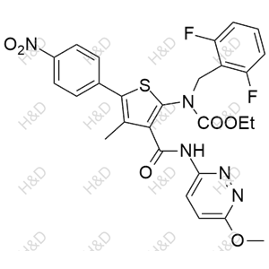 瑞盧戈利雜質(zhì)102,ethyl 2,6-difluorobenzyl(3-((6-methoxypyridazin-3-yl)carbamoyl)-4-methyl-5-(4-nitrophenyl)thiophen-2-yl)carbamate