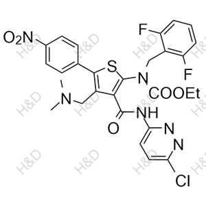 瑞盧戈利雜質(zhì)103,ethyl (3-((6-chloropyridazin-3-yl)carbamoyl)-4-((dimethylamino)methyl)-5-(4-nitrophenyl)thiophen-2-yl)(2,6-difluorobenzyl)carbamate