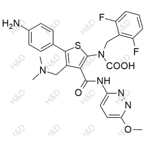 瑞盧戈利雜質(zhì)108,(5-(4-aminophenyl)-4-((dimethylamino)methyl)-3-((6-methoxypyridazin-3-yl)carbamoyl)thiophen-2-yl)(2,6-difluorobenzyl)carbamic acid