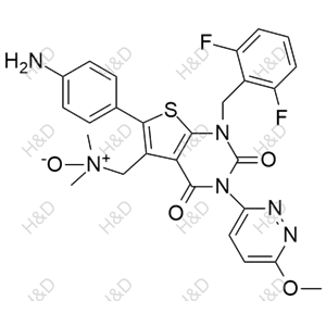 瑞盧戈利雜質(zhì)109,1-(6-(4-aminophenyl)-1-(2,6-difluorobenzyl)-3-(6-methoxypyridazin-3-yl)-2,4-dioxo-1,2,3,4-tetrahydrothieno[2,3-d]pyrimidin-5-yl)-N,N-dimethylmethanamine oxide