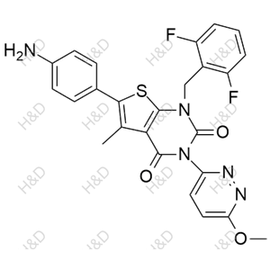 瑞盧戈利雜質(zhì)111,6-(4-aminophenyl)-1-(2,6-difluorobenzyl)-3-(6-methoxypyridazin-3-yl)-5-methylthieno[2,3-d]pyrimidine-2,4(1H,3H)-dione