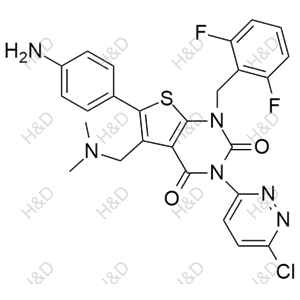 瑞盧戈利雜質(zhì)112,6-(4-aminophenyl)-3-(6-chloropyridazin-3-yl)-1-(2,6-difluorobenzyl)-5-((dimethylamino)methyl)thieno[2,3-d]pyrimidine-2,4(1H,3H)-dione