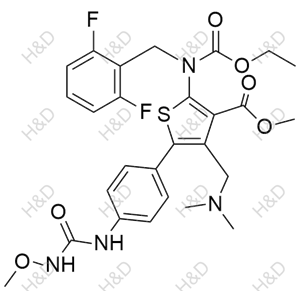 瑞盧戈利雜質(zhì)121,methyl 2-((2,6-difluorobenzyl)(ethoxycarbonyl)amino)-4-((dimethylamino)methyl)-5-(4-(3-methoxyureido)phenyl)thiophene-3-carboxylate