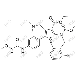 瑞盧戈利雜質(zhì)122,ethyl 2-((2,6-difluorobenzyl)(methoxycarbonyl)amino)-4-((dimethylamino)methyl)-5-(4-(3-methoxyureido)phenyl)thiophene-3-carboxylate