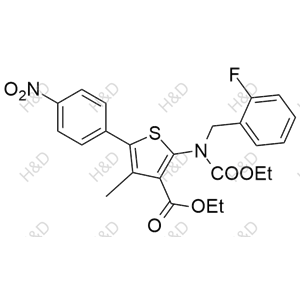 瑞盧戈利雜質(zhì)132,ethyl 2-((ethoxycarbonyl)(2-fluorobenzyl)amino)-4-methyl-5-(4-nitrophenyl)thiophene-3-carboxylate