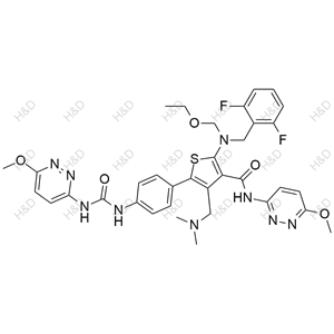 瑞盧戈利雜質(zhì)136,2-((2,6-difluorobenzyl)(ethoxymethyl)amino)-4-((dimethylamino)methyl)-N-(6-methoxypyridazin-3-yl)-5-(4-(3-(6-methoxypyridazin-3-yl)ureido)phenyl)thiophene-3-carboxamide