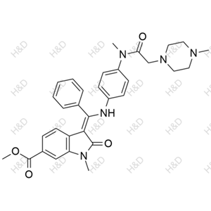 尼達(dá)尼布雜質(zhì)64,(Z)-methyl 1-methyl-3-(((4-(N-methyl-2-(4-methylpiperazin-1-yl)acetamido)phenyl)amino)(phenyl)methylene)-2-oxoindoline-6-carboxylate