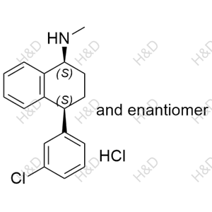 舍曲林雜質(zhì)36(鹽酸鹽）,(1R,4R)-4-(3-chlorophenyl)-N-methyl-1,2,3,4-tetrahydronaphthalen-1-amine compound with (1S,4S)-4-(3-chlorophenyl)-N-methyl-1,2,3,4-tetrahydronaphthalen-1-amine (1:1) hydrochloride