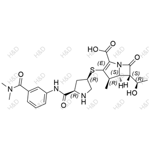 厄他培南二甲胺,(4R,5S,6S)-3-(((3R,5R)-5-((3-(dimethylcarbamoyl)phenyl)carbamoyl)pyrrolidin-3-yl)thio)-6-((R)-1-hydroxyethyl)-4-methyl-7-oxo-1-azabicyclo[3.2.0]hept-2-ene-2-carboxylic acid