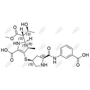 厄他培南雜質(zhì)23,(4R,5S)-3-(((3S,5S)-5-((3-carboxyphenyl)carbamoyl)pyrrolidin-3-yl)thio)-5-((2S,3S)-3-hydroxy-1-methoxy-1-oxobutan-2-yl)-4-methyl-4,5-dihydro-1H-pyrrole-2-carboxylic acid