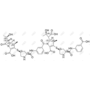 厄他培南雜質(zhì)49,(4R,5S,6S)-3-(((3S,5S)-5-((3-((2S,3R)-5-carboxy-2-((2R)-1-carboxy-2-hydroxypropyl)-4-(((3S,5S)-5-((3-carboxyphenyl)carbamoyl)pyrrolidin-3-yl)thio)-3-methyl-2,3-dihydro-1H-pyrrole-1-carbonyl)phenyl)carbamoyl)pyrrolidin-3-yl)thio)-6-((R)-1-hydroxyethyl)-4-methyl-7-oxo-1-azabicyclo[3.2.0]hept-2-ene-2-carboxylic acid